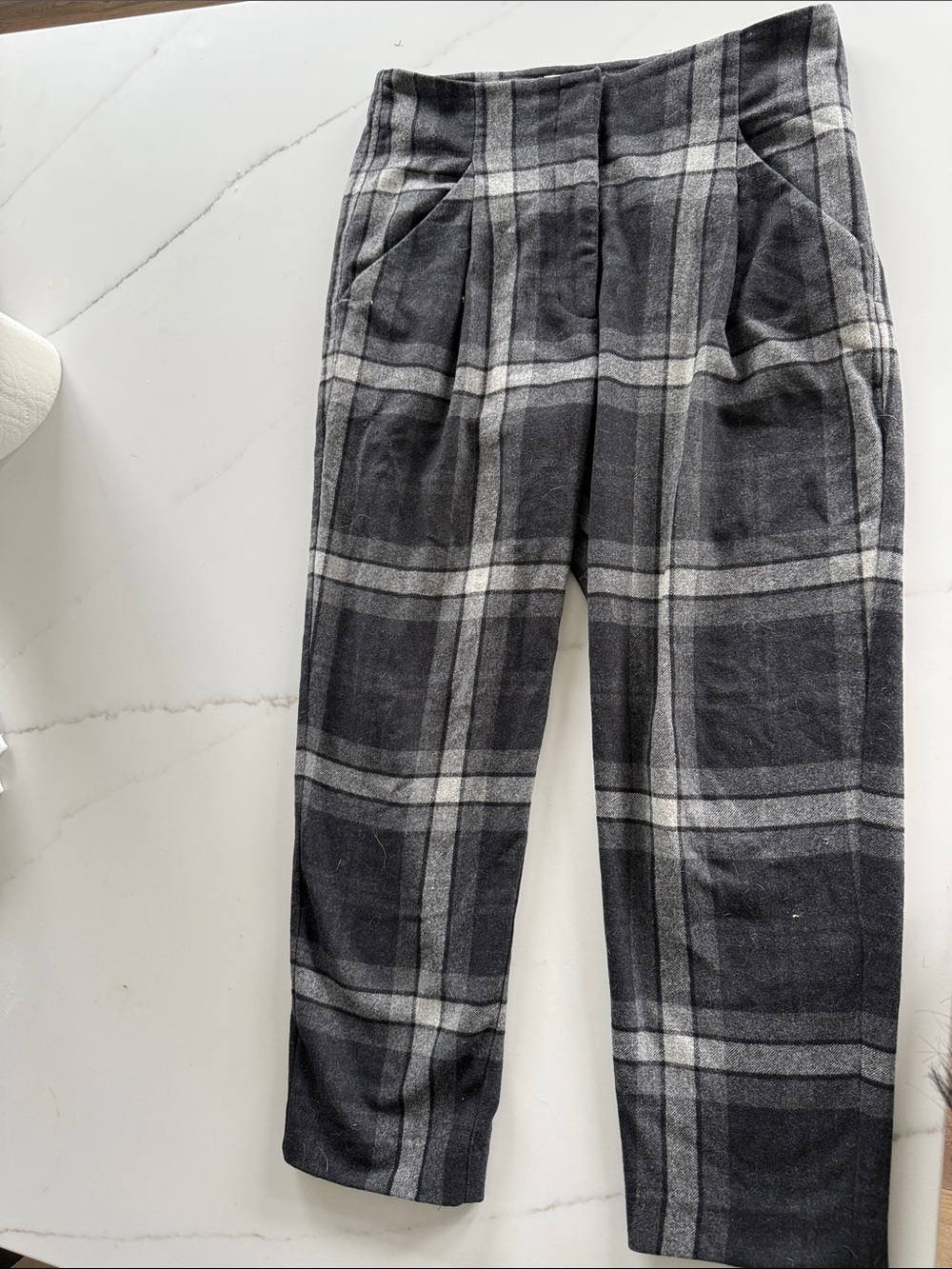 Wilfred Gray and White Plaid Trousers